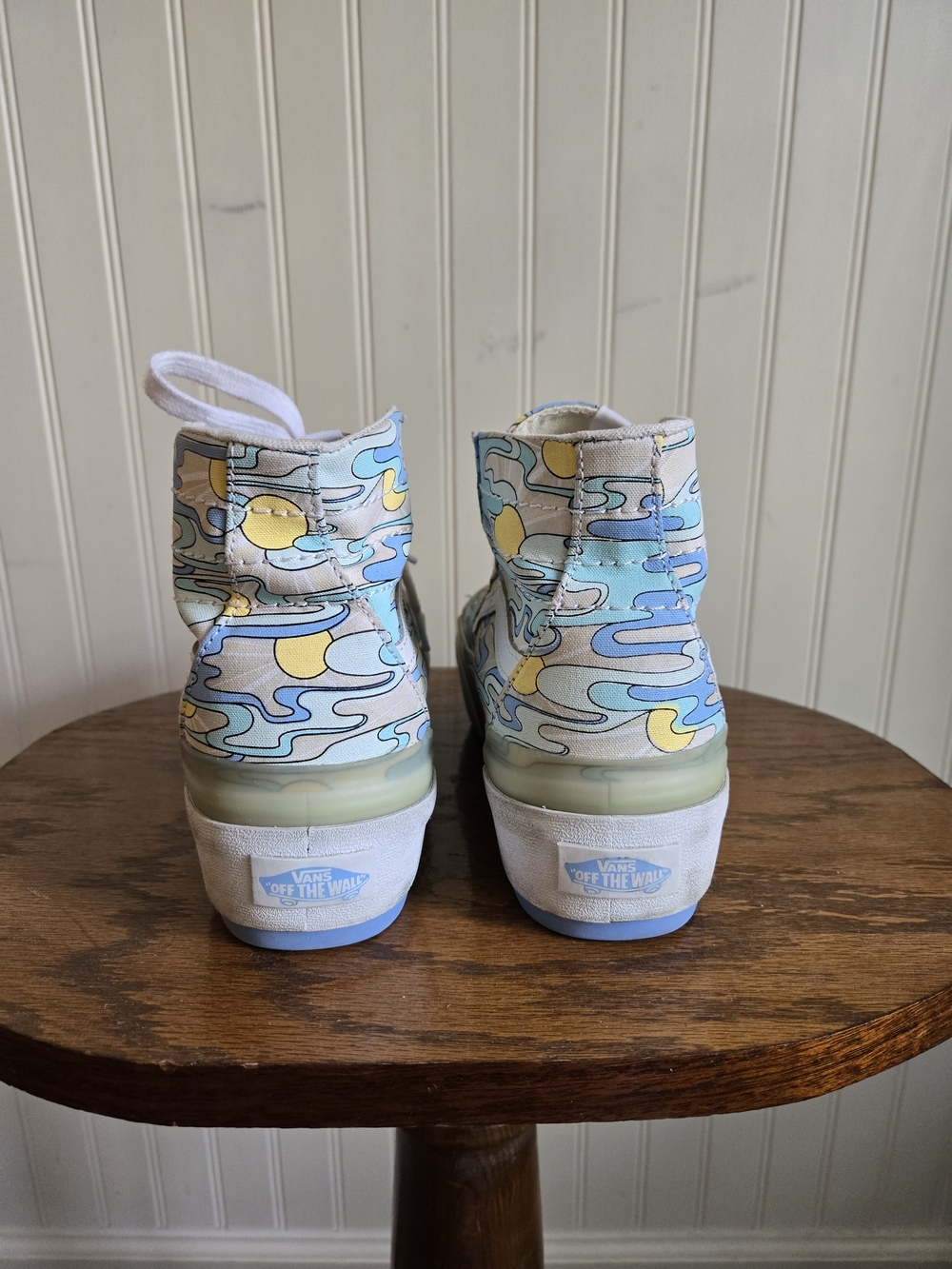Vans High-Top Platform Sneakers in Pastel Blue & Yellow - Picture 6 of 12